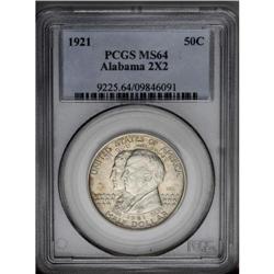 1921 50C Alabama 2x2 MS64 PCGS. Light reddish-brown pa 1921[50C] Alabama 2x2 MS64 PCGS.