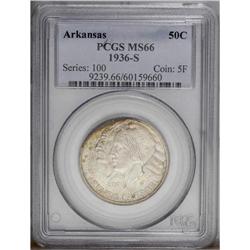 1936-S 50C Arkansas MS66 PCGS. Multicolored iridescenc 1936-S[50C] Arkansas MS66 PCGS.