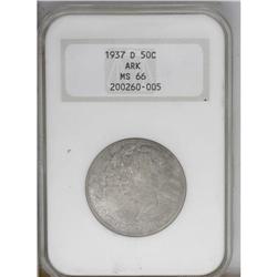1937-D 50C Arkansas MS66 NGC. Deep lavender and forest 1937-D[50C] Arkansas MS66 NGC.