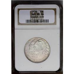 1938 50C Arkansas MS66 NGC. Variegated pastel plum, sk 1938[50C] Arkansas MS66 NGC.