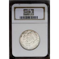 1938-D 50C Arkansas MS66 NGC. Silver-gray surfaces exh 1938-D[50C] Arkansas MS66 NGC.