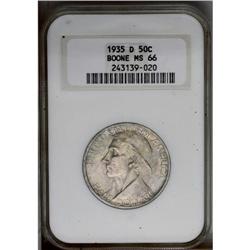 1935-D 50C Boone MS66 NGC. Subtle mauve, violet, and g 1935-D[50C] Boone MS66 NGC.