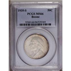 1935-S 50C Boone MS66 PCGS. Luster glimmers through th 1935-S[50C] Boone MS66 PCGS.