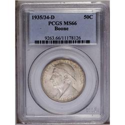 1935/34-D 50C Boone MS66 PCGS. Bordering brilliant in 1935/34-D[50C] Boone MS66 PCGS.