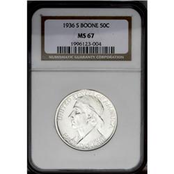 1936-S 50C Boone MS67 NGC. Fully struck and brilliant, 1936-S[50C] Boone MS67 NGC.