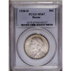 1938-D 50C Boone MS67 PCGS. Lustrous and lightly toned 1938-D[50C] Boone MS67 PCGS.