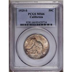 1925-S 50C California MS66 PCGS. The rich multicolored 1925-S[50C] California MS66 PCGS.