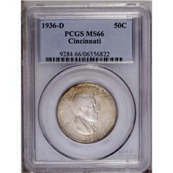 1936-D 50C Cincinnati MS66 PCGS. Pastel ivory and gold 1936-D[50C] Cincinnati MS66 PCGS.