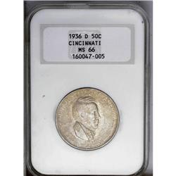 1936-D 50C Cincinnati MS66 NGC. Dusky rose and tan col 1936-D[50C] Cincinnati MS66 NGC.
