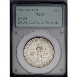 1936 50C Columbia MS65 PCGS. Bluish-silver with a touc 1936[50C] Columbia MS65 PCGS.