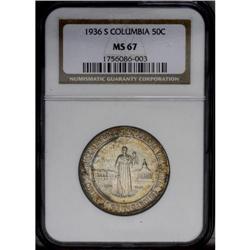 1936-S 50C Columbia MS67 NGC. Typically well struck wi 1936-S[50C] Columbia MS67 NGC.
