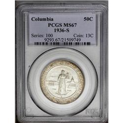 1936-S 50C Columbia MS67 PCGS. A delicate mix of powde 1936-S[50C] Columbia MS67 PCGS.
