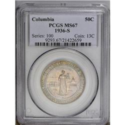 1936-S 50C Columbia MS67 PCGS. Delicately preserved wi 1936-S[50C] Columbia MS67 PCGS.