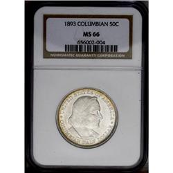 1893 50C Columbian MS66 NGC. Satiny overall with a cen 1893[50C] Columbian MS66 NGC.