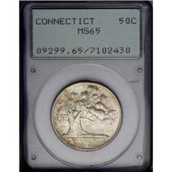 1935 50C Connecticut MS65 PCGS. Light silver-gold on b 1935[50C] Connecticut MS65 PCGS.