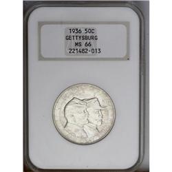 1936 50C Gettysburg MS66 NGC. Lime-green, rose, and ch 1936[50C] Gettysburg MS66 NGC.
