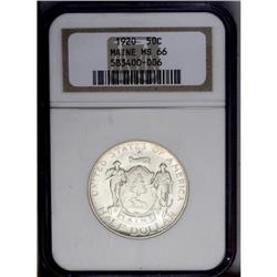 1920 50C Maine MS66 NGC. Brilliant silver-white, with 1920[50C] Maine MS66 NGC.