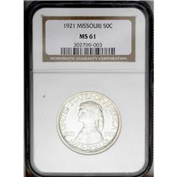 1921 50C Missouri MS61 NGC. Typically struck, satiny, 1921[50C] Missouri MS61 NGC.