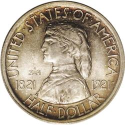 1921 50C Missouri 2x4 MS65 PCGS. This lustrous, origin 1921[50C] Missouri 2x4 MS65 PCGS.