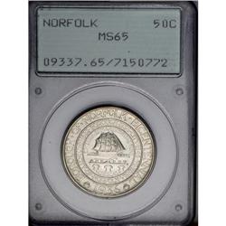 1936 50C Norfolk MS65 PCGS. Brilliant silver with a ha 1936[50C] Norfolk MS65 PCGS.