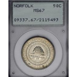 1936 50C Norfolk MS67 PCGS. Apricot-gray colors enlive 1936[50C] Norfolk MS67 PCGS.