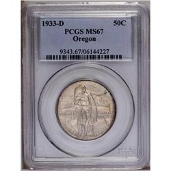 1933-D 50C Oregon MS67 PCGS. One of only 5008 issued a 1933-D[50C] Oregon MS67 PCGS.