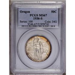 1936-S 50C Oregon MS67 PCGS. Fully struck and original 1936-S[50C] Oregon MS67 PCGS.