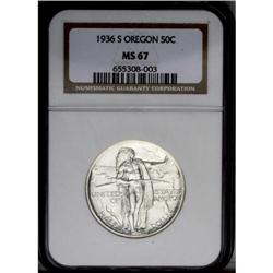 1936-S 50C Oregon MS67 NGC. Fully brilliant with nearl 1936-S[50C] Oregon MS67 NGC.