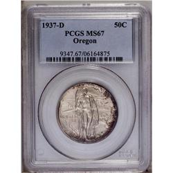 1937-D 50C Oregon MS67 PCGS. Deep crimson-red and spri 1937-D[50C] Oregon MS67 PCGS.