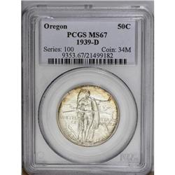 1939-D 50C Oregon MS67 PCGS. Untoned in the centers wi 1939-D[50C] Oregon MS67 PCGS.