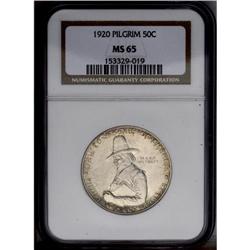 1920 50C Pilgrim MS65 NGC. Whispers of gold-tan, wine, 1920[50C] Pilgrim MS65 NGC.