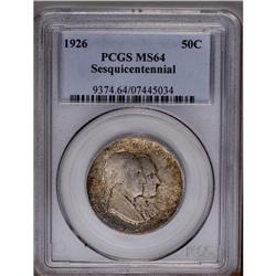 1926 50C Sesquicentennial MS64 PCGS. Speckled apricot, 1926[50C] Sesquicentennial MS64 PCGS.