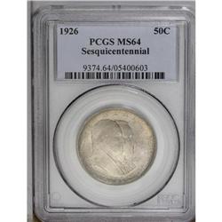 1926 50C Sesquicentennial MS64 PCGS. A thin veil of pa 1926[50C] Sesquicentennial MS64 PCGS.