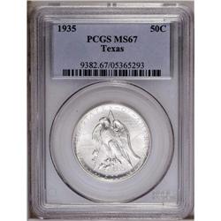1935 50C Texas MS67 PCGS. Uncommon this nice with snow 1935[50C] Texas MS67 PCGS.