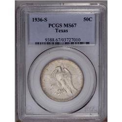 1936-S 50C Texas MS67 PCGS. Fully struck and pristine, 1936-S[50C] Texas MS67 PCGS.