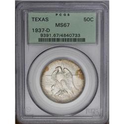 1937-D 50C Texas MS67 PCGS. Golden-orange toning endow 1937-D[50C] Texas MS67 PCGS.