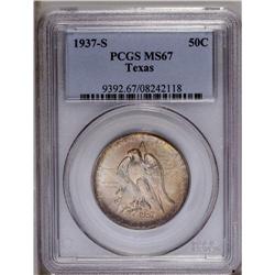 1937-S 50C Texas MS67 PCGS. Deep apricot and steel-blu 1937-S[50C] Texas MS67 PCGS.