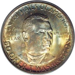 1946 50C Booker T. Washington MS67 PCGS. Intensely ton 1946[50C] Booker T. Washington MS67 PCGS.