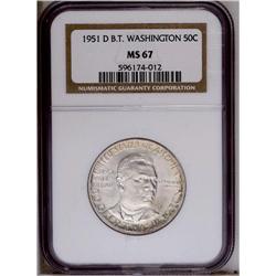 1951-D 50C Booker T. Washington MS67 NGC. The seemingl 1951-D[50C] Booker T. Washington MS67 NGC.