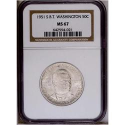1951-S 50C Booker T. Washington MS67 NGC. Only 7,004 e 1951-S[50C] Booker T. Washington MS67 NGC.