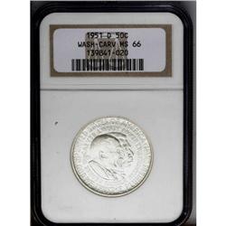 1951-D 50C Washington-Carver MS66 NGC. Silver-gray sur 1951-D[50C] Washington-Carver MS66 NGC.