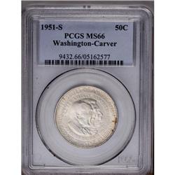 1951-S 50C Washington-Carver MS66 PCGS. A pleasing Pre 1951-S[50C] Washington-Carver MS66 PCGS.