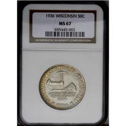 1936 50C Wisconsin MS67 NGC. Pleasantly toned to a sil 1936[50C] Wisconsin MS67 NGC.