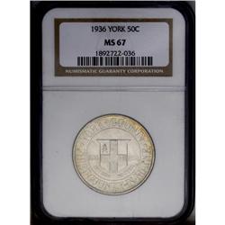 1936 50C York MS67 NGC. Light iridescent amber-gold, j 1936[50C] York MS67 NGC.