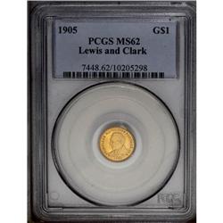 1905 G$1 Lewis and Clark MS62 PCGS. The deep peach-gol 1905[G$1] Lewis and Clark MS62 PCGS.