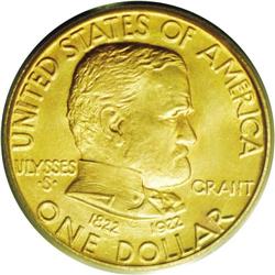 1922 G$1 Grant no Star MS66 PCGS. Gem quality overall, 1922[G$1] Grant no Star MS66 PCGS.