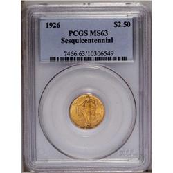 1926 $2 1/2 Sesquicentennial MS63 PCGS. The toning on 1926[$2 1/2] Sesquicentennial MS63 PCGS.