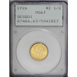 1926 $2 1/2 Sesquicentennial MS63 PCGS. Top notch for 1926[$2 1/2] Sesquicentennial MS63 PCGS.