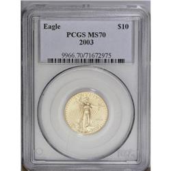 2003 G$10 Quarter-Ounce Gold Eagle MS70 PCGS. Flawless 2003[G$10] Quarter-Ounce Gold Eagle MS70 PCGS