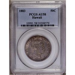 1883 50C Hawaii Half Dollar AU58 PCGS. Deep purple-gra 1883[50C] Hawaii Half Dollar AU58 PCGS.